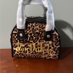 Von Dutch Mini Bag with Leopard and Gold Accents
